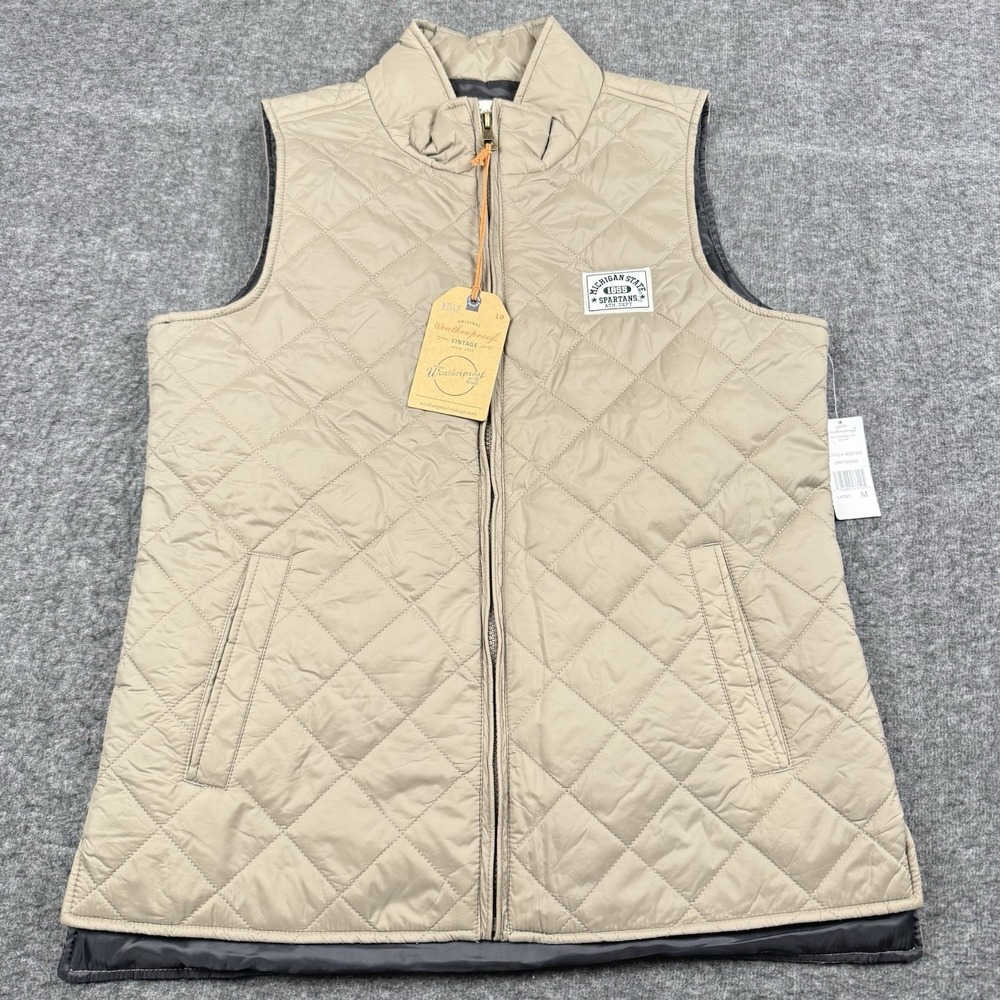 Michigan State Spartans Vest Womens Medium Brown College Sports NCAA Quilted